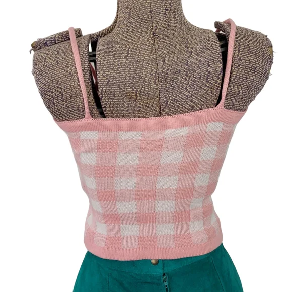 Shein white and pink plaid knit cami size medium - Picture 2 of 8